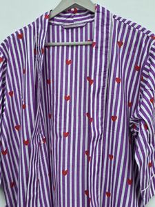 Bata Kimono de Algodón con Estampado de Bloques, Bata de Dama de Honor, Ropa de Dormir de Verano, Talla Única - Product Image 3