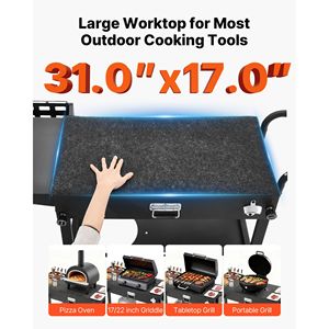 Carrello per Barbecue da Esterno 31 X 17 Pollici, Tavolo Pieghevole per Cucinare all'Aperto con Portarotolo e Ganci - Product Image 4