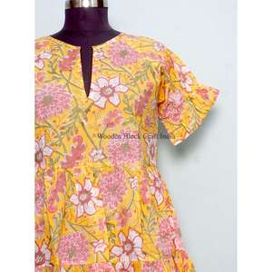 Vestido Corto Tipo A para Mujer, Cómodo, Formal, para Viaje, Ecológico, Cintura Natural, 100% Algodón, Estampado Floral Digital - Product Image 2