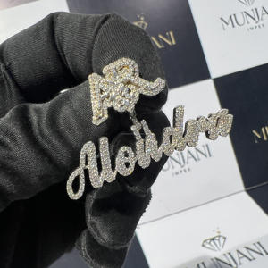 Pendentifs et breloques en Moissanite VVS, testés au testeur de diamants, pendentif prénom personnalisé en argent 925, style Hip Hop, lettres serties de diamants VVS - Product Image 4