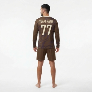 Wholesale High Quality 100% <b>Polyester</b> Sportswear American Football Jersey V-Neck Full Sleeve Training <b>Shirt</b> And Short - Product Image 6