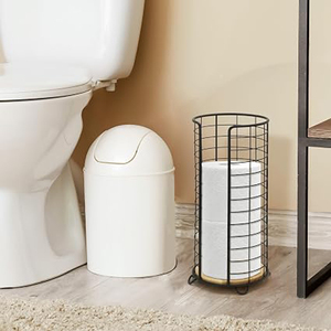 Support de papier toilette sur pied - Distributeur de papier toilette autoportant avec rangement pour méga-rouleaux, porte-rouleaux de salle de bain sur pied - Product Image 5
