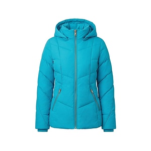 Hooded Quilted Waterproof <b>Bubble</b> Jacket Black Full Sleeve Winter Windproof Cotton Shell Knitted Fabric Polyester Filling Stand - Product Image 1