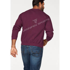 เสื้อสเวตเชิ้ตคอกลมผ้าฟลีซคอตตอนทรงโอเวอร์ไซส์สำหรับผู้ชาย แต่งขอบคอริบบ์  แบบเรียบง่าย - Product Image 6