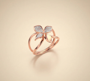 Elegante anillo de oro rosa con un diseño floral de hojas y halo de diamantes cultivados en laboratorio para uso diario, especialmente para mujeres, joyería fina. - Product Image 2