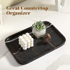Marble <b>Tray</b>, 12"x8" Natural Marble Vanity <b>Tray</b> for Countertop Bathroom Kitchen Dresser Marble Catchall <b>Trays</b> for <b>Perfume</b> Jewelry - Product Image 2