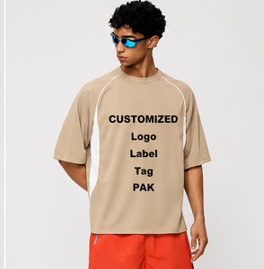 Customized Men's Green Short Sleeve Sporty T-Shirt Quick Dry O-Neck Knitted Oversized Fit Solid Front Logo 100% <b>Polyester</b> - Product Image 4