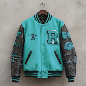 Veste universitaire longue style rétro OEM pour homme, automne-hiver, chaude, avec logo en laine sur le devant - Product Image 4