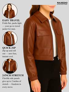 Chaquetas de Cuero de Moda para Mujer, Chaquetas de Piel de Oveja Auténtica con Botones - Product Image 4