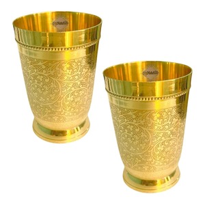 Gobelet à vin en laiton plaqué or, calice vintage gravé, coupe à pied de luxe pour mariage, bar, décoration intérieure - Product Image 3