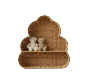 Étagère murale en rotin à niveaux pour chambre d'enfant, bibliothèque flottante décorative en osier, organisateur de rangement pour chambre de bébé - Product Image 3