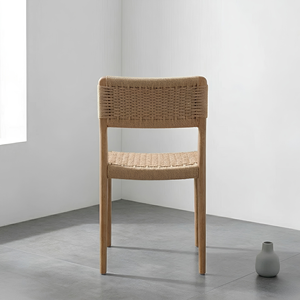Luxury Solid <b>Teak</b> Wood Woven Rope Dining <b>Chair</b> Modern Handwoven Beige Side <b>Chair</b> for Garden Restaurant Hotel Outdoor Patio Decor - Product Image 4