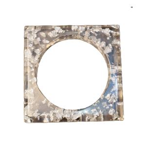 Modern Silver Leaf Transparent <b>Resin</b> Bangle Square Geometric <b>Clear</b> <b>Resin</b> Bracelet with Silver Foil Inlay Wholesale Durable - Product Image 1