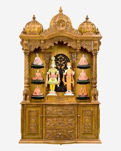 New Modern Style Wooden Temple Designs Indian White Wooden OM Customized Jail <b>Mandir</b> Siddhi Vinayak Gujarati <b>Mandir</b> For Home - Product Image 4