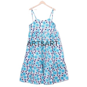 Robe d'été pour femme, longueur cheville, sexy, en coton, imprimé floral fait main, écologique, à fines bretelles, pour soirée ou décontractée - Product Image 1