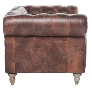 Classic Genuine Leather Two Seater Chesterfield <b>Sofa</b> with Deep Quilted Upholstery and Rolled Arms Solid Wood Legs Furniture - Product Image 2