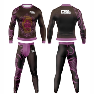 Ensemble de rashguard MMA à manches longues en tissu respirant de qualité exceptionnelle, design élégant, impression par sublimation, combinaison de compression pour homme - Product Image 1
