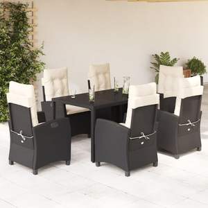 Conjunto de Comedor Grande para Jardín en Ratán Sintético Negro, Mesa y Sillas Elegantes para Exteriores - Product Image 1