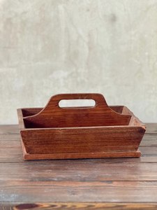 Modern Durable Wooden Caddy Organizer <b>Storage</b> <b>Box</b> with Handle for Kitchen Bathroom Desk-Portable Wood Holder - Product Image 2