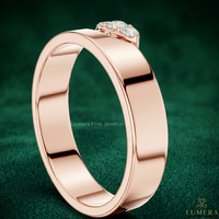 Anillo de Boda de Oro de 9KT, 10KT, 14KT y 18KT con Diamante Redondo Brillante Cultivado en Laboratorio, Certificado por IGI, para Mujer |   Joyería de Lujo en Oro Rosa