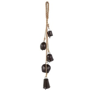 Gold-Plated Metal Wind <b>Chime</b> Four Dark <b>Bells</b> Rope Hanging Decor for Home Folk Art Ornament Featuring Flower Cross Fashion - Product Image 4