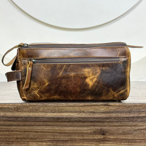Neceser de cuero genuino de grano completo hecho a mano, nuevo Kit de bolsa de viaje portátil de cuero personalizado para hombres y mujeres - Product Image 5