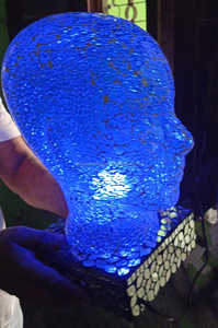 Mosaico cara hombre calavera vidrio Arte decorativo Esfera Adorno Azulejos de vidrio Diseño Patrón - Product Image 4