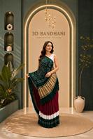 Sari en pure soie modale Bandhani avec motif Bandhani 3D, chemisier assorti, collection de vêtements traditionnels pour les fêtes