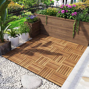 Azulejos de cubierta para exteriores entrelazados de alta calidad, cubierta de madera ACACIA moderna, tamaño de 300x300mm para balcón, jardín, camino, Patio - Product Image 4