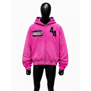 <b>Pink</b> ZIP UP HOODIE Graphic Print STREETWEAR OVERSIZED Fleece Casual Winter Casual <b>Spray</b> Printed Design Autumn Wear Relaxed Fit's - Product Image 1