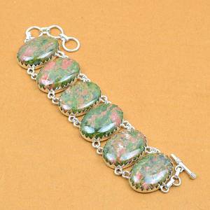 Unakite Gemstone Sterling <b>Silver</b> <b>Bracelet</b> Handmade Bohemian Jewelry Natural Stone Women <b>Bracelet</b> Wholesale - Product Image 1