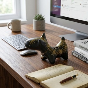 Cachorro pequeño de papel maché hecho con papel reciclado, materiales ecológicos, hecho a mano por artesanos tailandeses con experiencia. - Product Image 1
