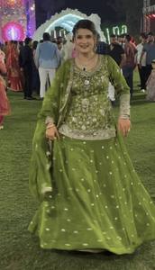 <b>Green</b> <b>Silk</b> Lehenga Set Embroidered Indian Pakistani Clothing Dupatta Choli Outfit for Wedding Party - Product Image 6