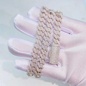 Cadena cubana de Plata de Ley 925 de lujo Iced Out con diamante de moissanita y chapado en oro blanco de 14 quilates para bodas y moda Hip Hop - Product Image 2