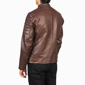 Chaqueta de Motociclista para Hombre SAAR INDUSTRIES, de Cuero Genuino Marrón, Corte Ajustado, Clásica, Impermeable, Resistente al Viento, Fabricante Personalizado - Product Image 5
