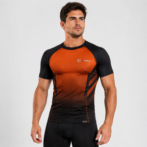 Heat Transfer Printing Short Sleeve <b>Mens</b> Quick Dry Underwear <b>Compression</b> Rush Guard for Workout 2026 Custom Sports Gym OEM - Product Image 1