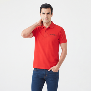Polo Transpirable para Hombre, Manga Corta, Color Rojo Liso, Prenda Informal, Tejido Cómodo, Ropa Casual - Product Image 5