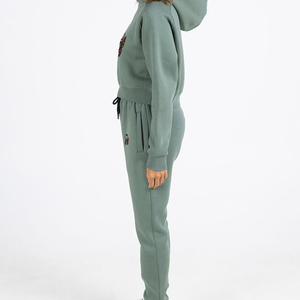 ชุดวอร์มครอปท็อปพิมพ์ลายตามสั่งสำหรับผู้หญิง ดีไซน์มืออาชีพ ขายดี แฟชั่นผ้าฟลีซสำหรับฤดูหนาว ราคาสุดคุ้ม - Product Image 3