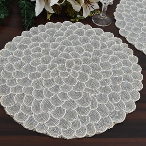 Bohemian Artisan <b>Beaded</b> Square Polyester Cotton Table <b>Placemat</b> Charger Mat 300mm Diameter Handcrafted Eco-Friendly Reusable for - Product Image 4