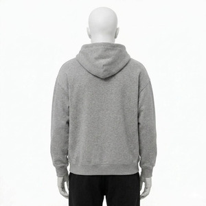 Sudadera con Capucha Extra Grande para Hombre, Color Gris Sólido, Algodón French Terry, Corte Casual, Largo Regular, Diseño con Bolsillos, Ropa de Otoño - Product Image 4