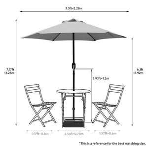 Sombrilla de Patio de 7.5 pies con Manivela, Sombrilla de Mercado para Exteriores con 6 Varillas Resistentes, Impermeable para Jardín o Terraza - Product Image 2