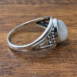 Classic Designer <b>925</b> <b>Silver</b> <b>Ring</b> Feature Teardrop Moonstone Filigree Beaded Band Anniversary Jewelry Gift for Her - Product Image 3