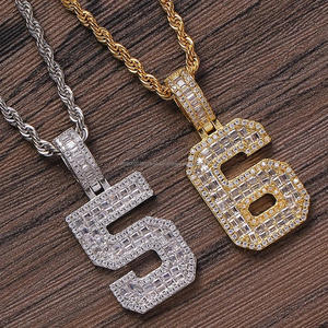 Custom Simulated Diamond Number <b>Charm</b> Pendant Hip Hop Style Initial Numerical Iced 0-9 Big Numbers Silver Plated Unisex Pendant - Product Image 6