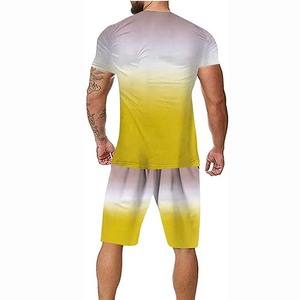 Conjunto casual de verano para hombre, camiseta de manga corta y pantalones cortos a juego, conjunto de algodón transpirable para viajes de vacaciones, fiestas en la playa, comodidad diaria - Product Image 6