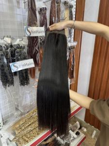 Extensiones de cabello sin procesar de grado 12A liso y sedoso Paquetes de armadura de cabello virgen vietnamita negro natural Paquetes de cabello liso - Product Image 4