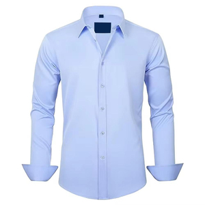 Camisa de Vestir Azul Claro para Hombre, Personalizada para Empresas, Manga Larga, Corte Entallado, Cierre de Botones, Clásica, Formal, de Algodón, para Negocios - Product Image 1
