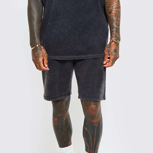 Shorts pour hommes OEM 100% polyester, tissu Oxford uni délavé à l'acide, écologique, anti-plis, séchage rapide, coupe-vent, respirant, taille haute - Product Image 3
