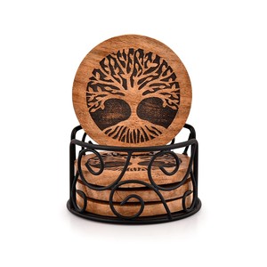 Posavasos y salvamanteles de madera de acacia, OEM, personalizados, venta al por mayor |   Aqdus Saleem India - Product Image 4