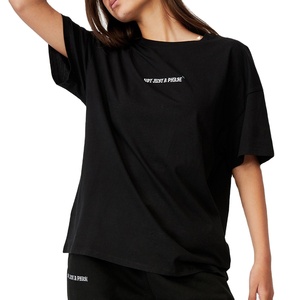 T-shirt col rond style nouveau avec de belles impressions et des mots, 100% coton, pour femmes - Product Image 1