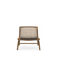 Modern Rattan Dining <b>Chair</b> with Faux <b>Leather</b> Upholstery Wooden Frame Midcentury Design Home Furniture - Product Image 1
